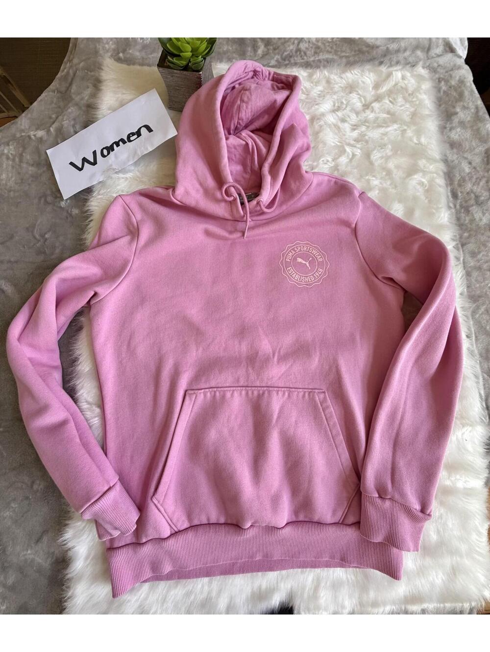 Puma Women's Pink Hoodie Sweatshirt Medium